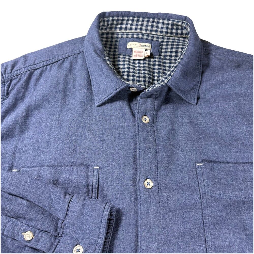 Carbon 2 Colbalt Mens Flannel Lined Long Sleeve Blue Button Down SZ XL Shacket